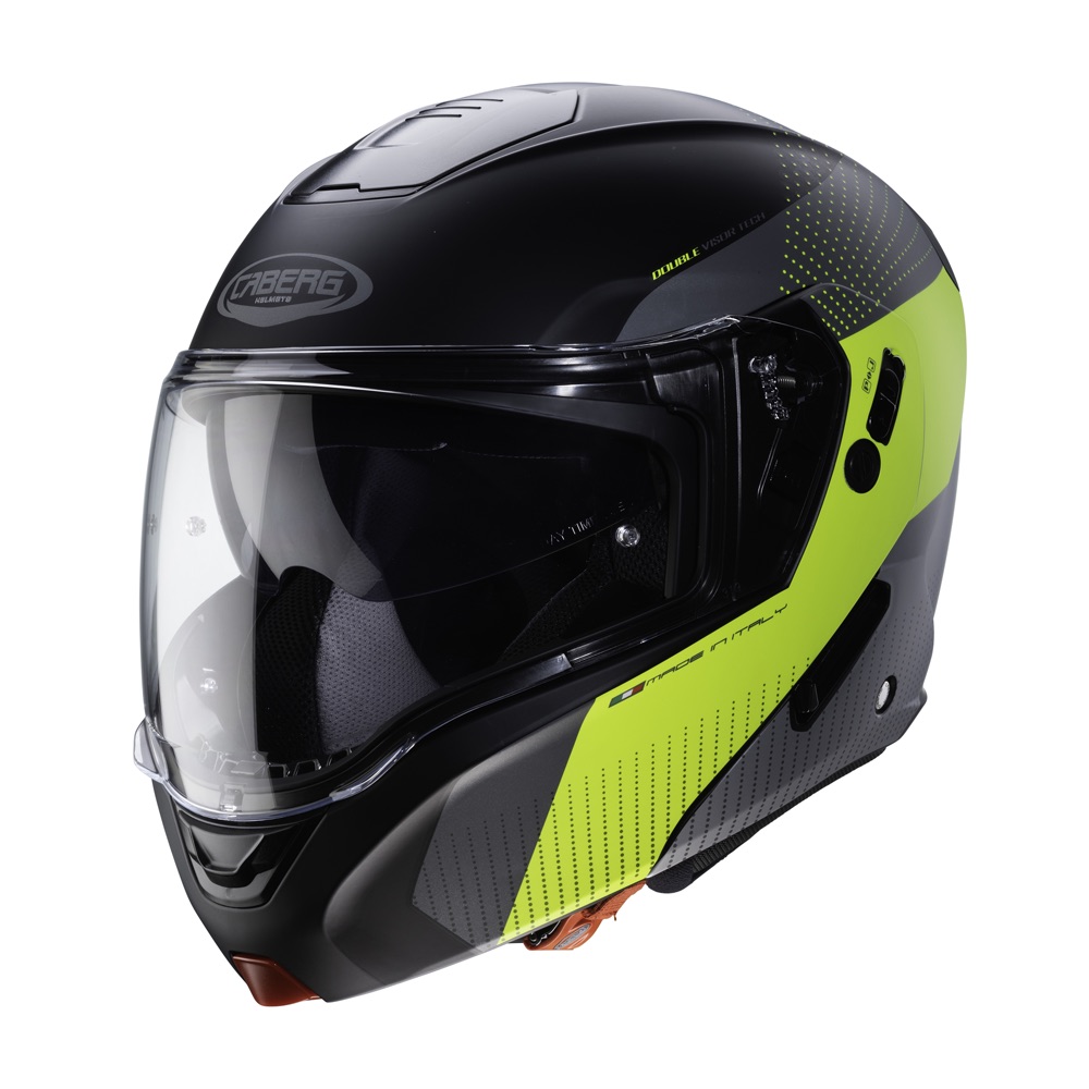 CABERG HORUS SCOUT MATT BLACK YELLOW FLIP MOTORCYCLE MOTORBIKE TOURING HELMET - Picture 1 of 1