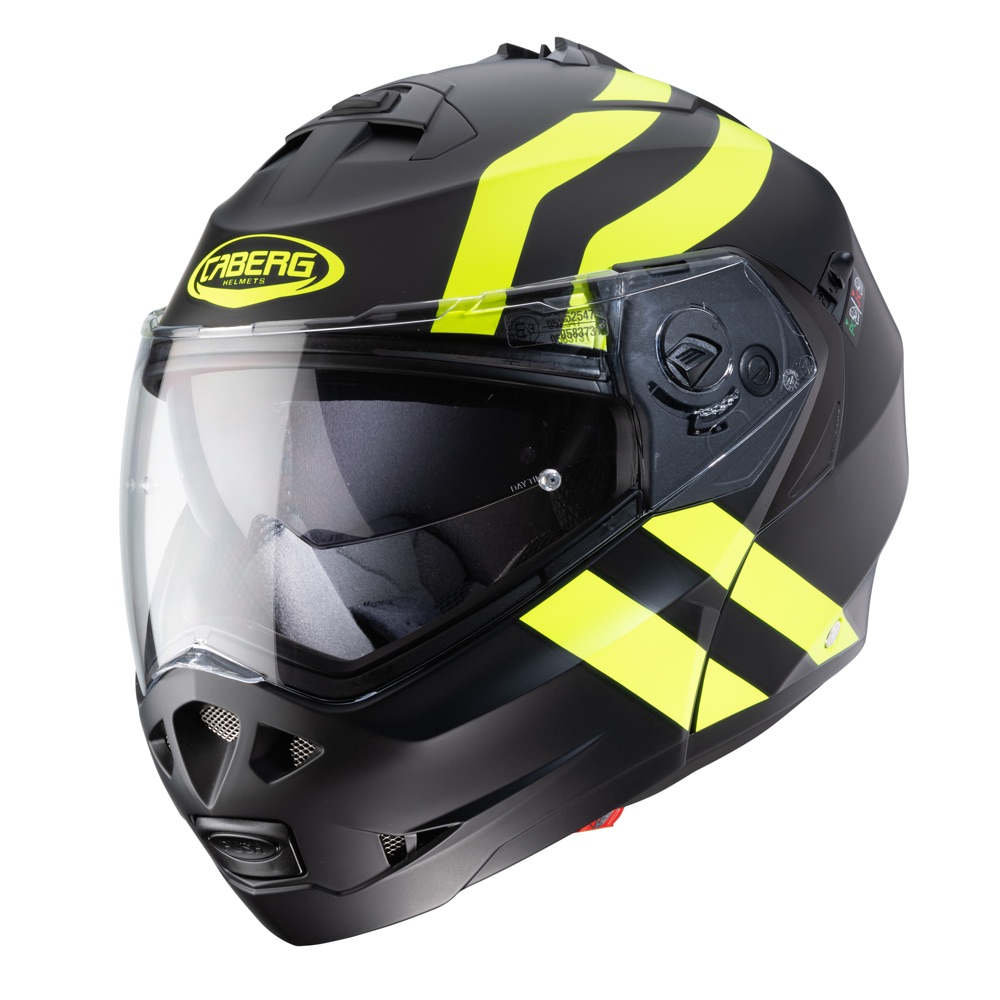 CABERG DUKE II 2 MATT BLACK YELLOW SUPER LEGEND FLIP UP FRONT MOTORCYCLE HELMET - Picture 1 of 1